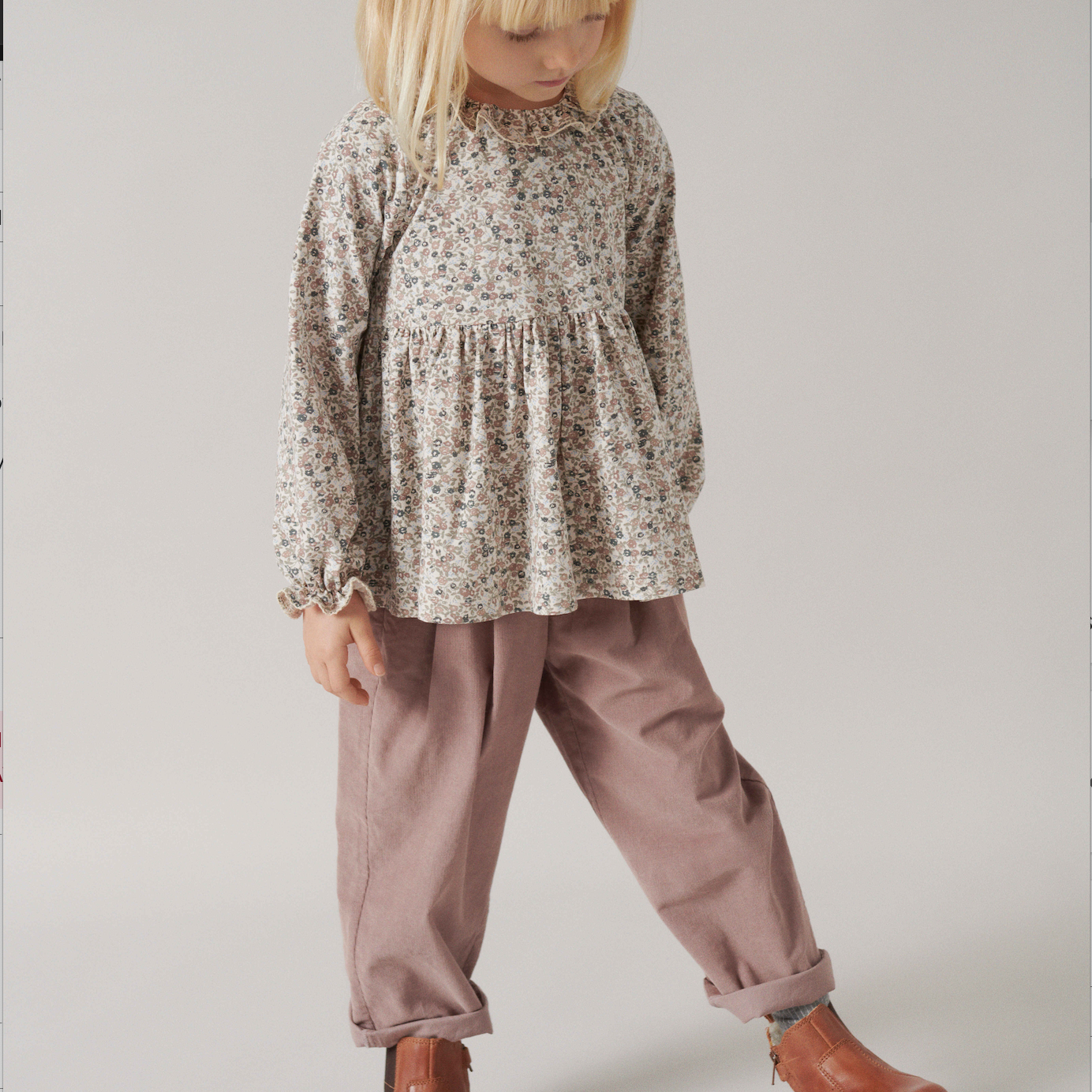 PERLINA DUSTY MAUVE PINWHALE BABY PANT - Little-ish