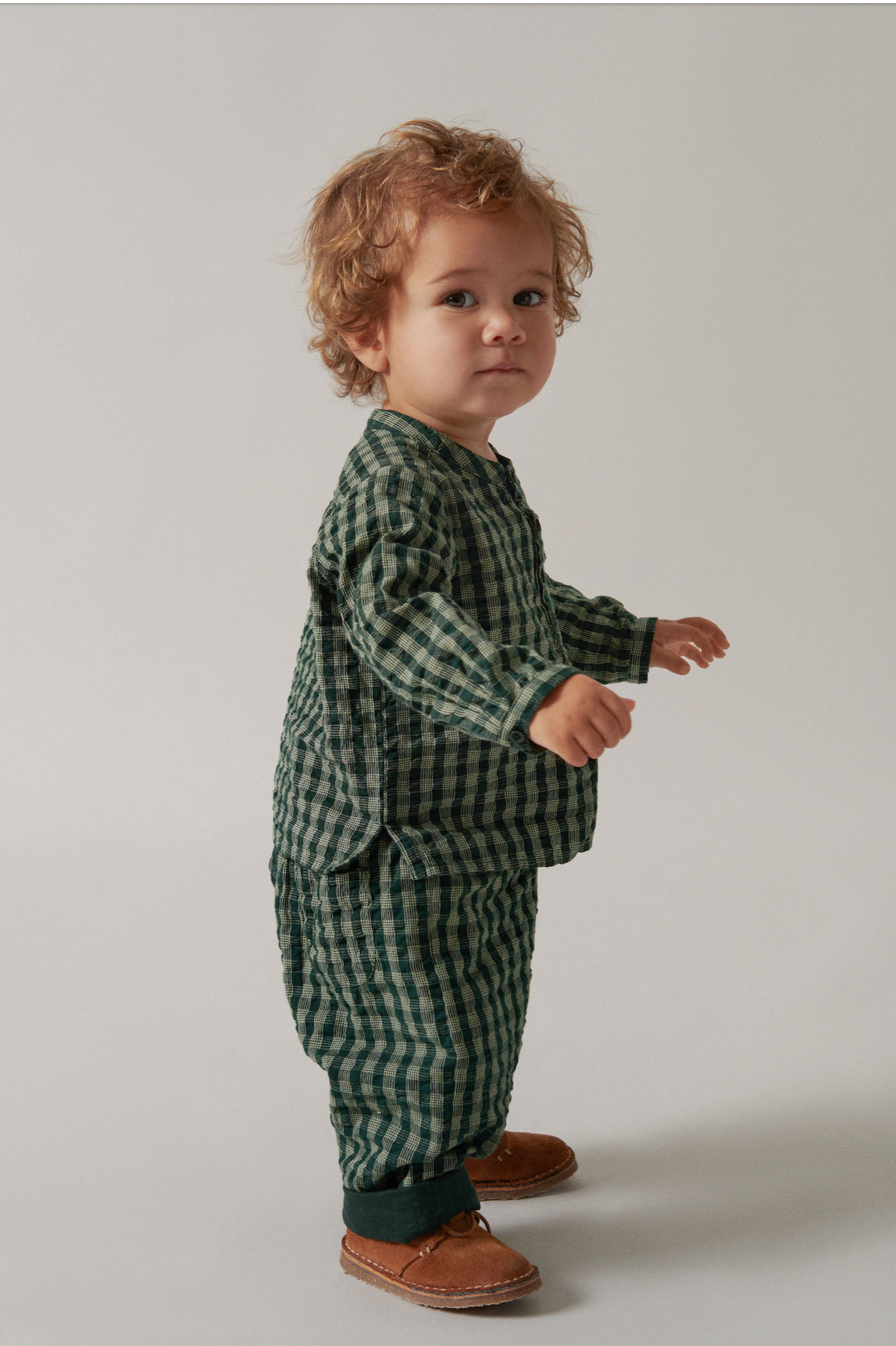 DABINA DARK LEAF CHECK BABY PANT - Little-ish