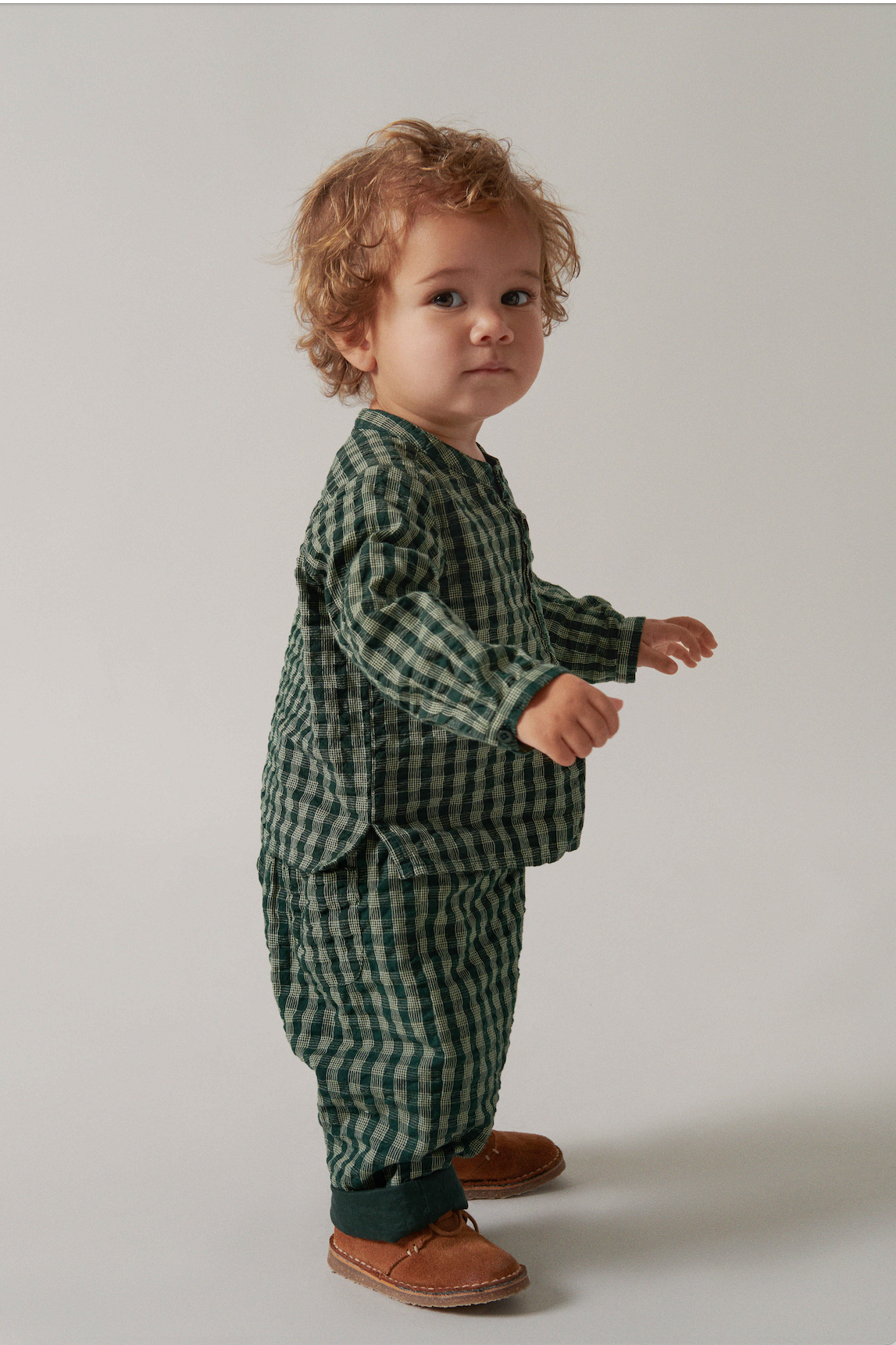 DABINA DARK LEAF CHECK BABY SHIRT - Little-ish