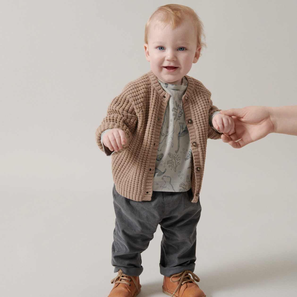 WAFFLE CARDIGAN TAKI DRIFTWOOD - Little-ish