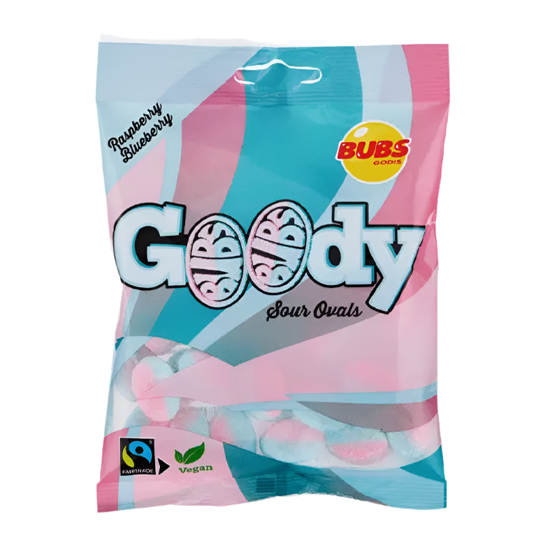 BUBS GODIS: SOUR RASPBERRY & BLUEBERRY GOODY OVALS - Little-ish