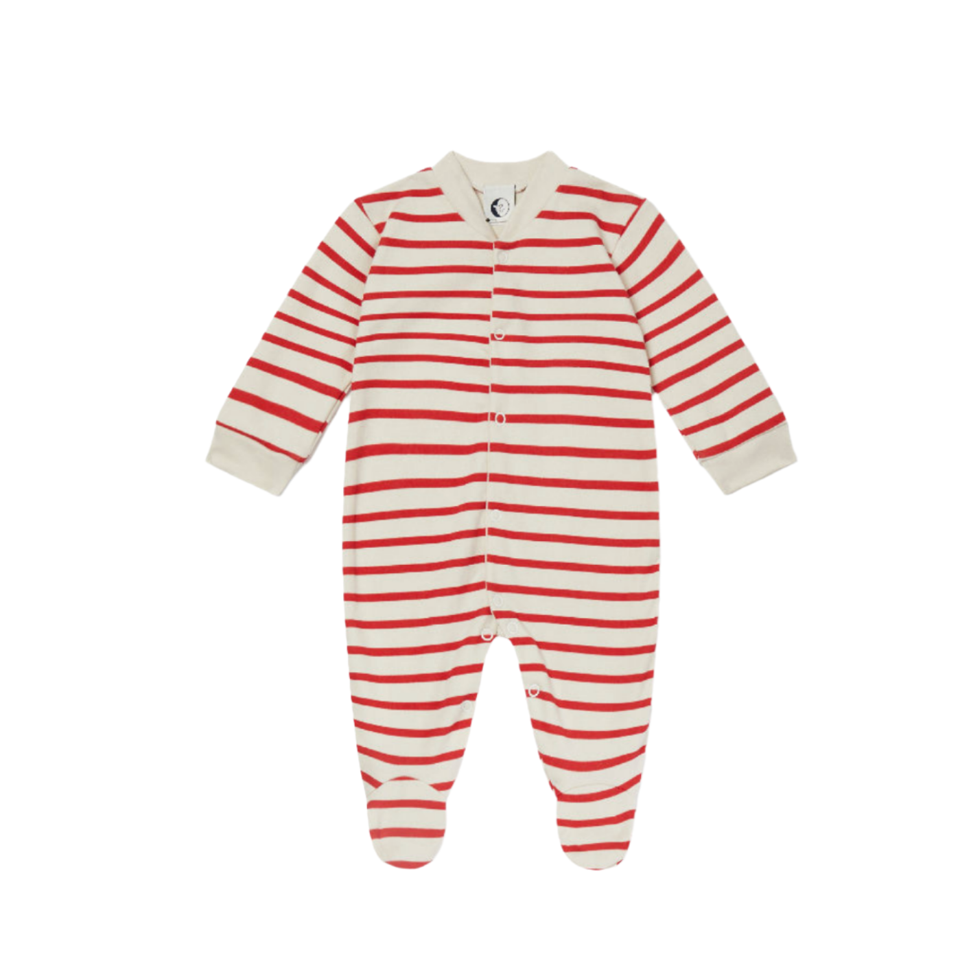 RED & OATMEAL BRETON STRIPE SLEEPSUIT - Little-ish