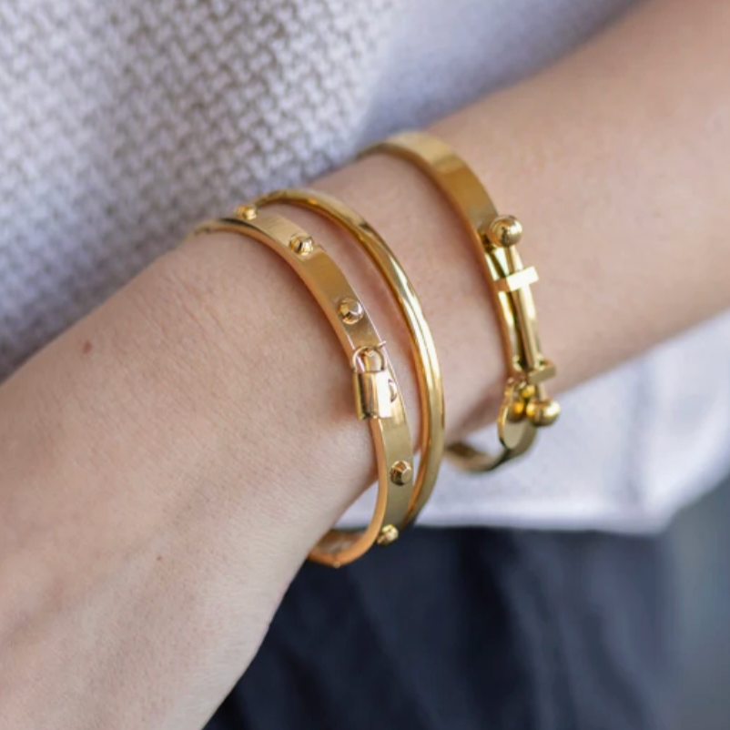 BELLE FLEXI BANGLE BRACELET - GOLD - Little-ish