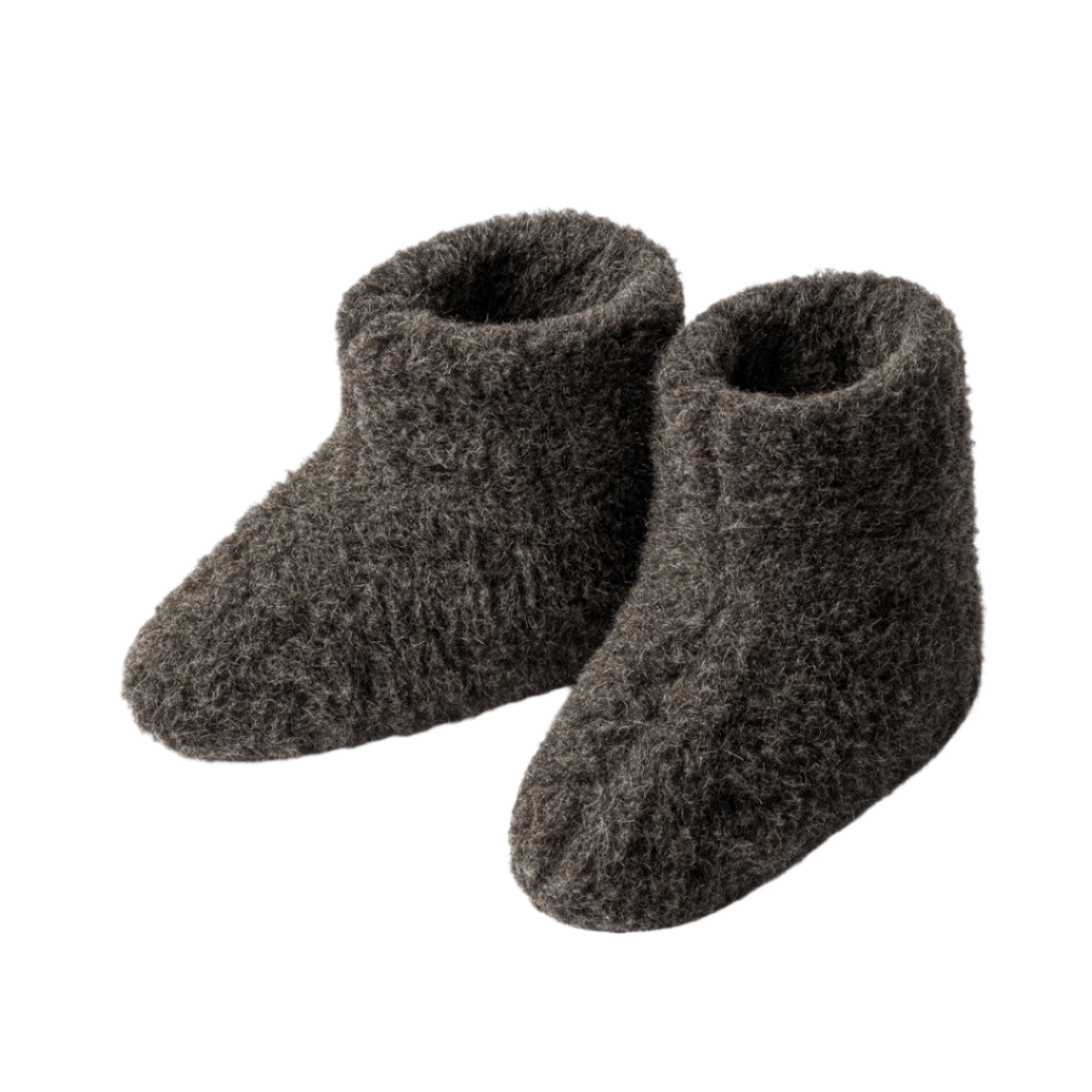 KIDS ORGANIC WOOL SLIPPERS - DARK GRAY - Little-ish