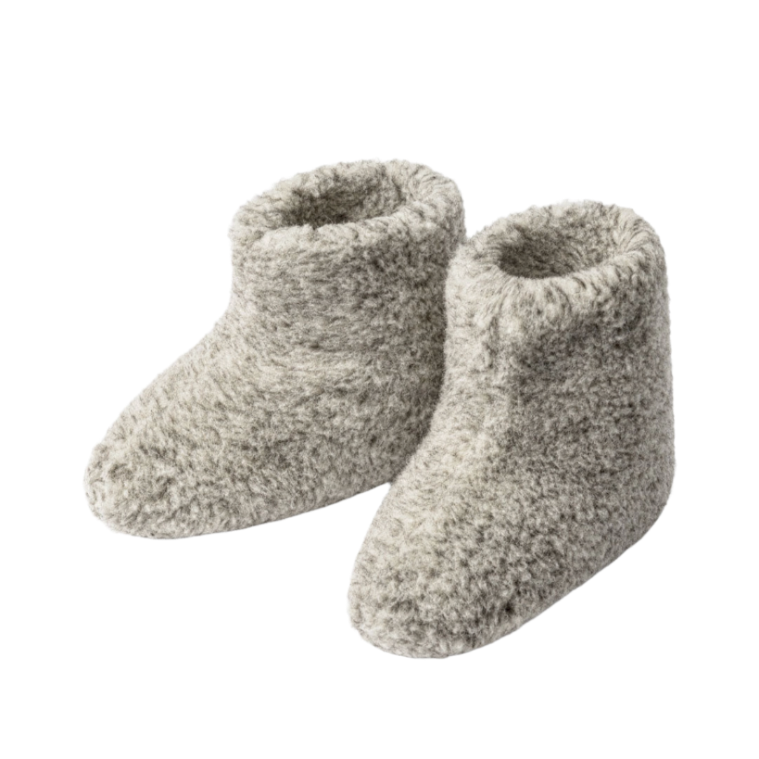 KIDS ORGANIC WOOL SLIPPERS - LIGHT GRAY - Little-ish