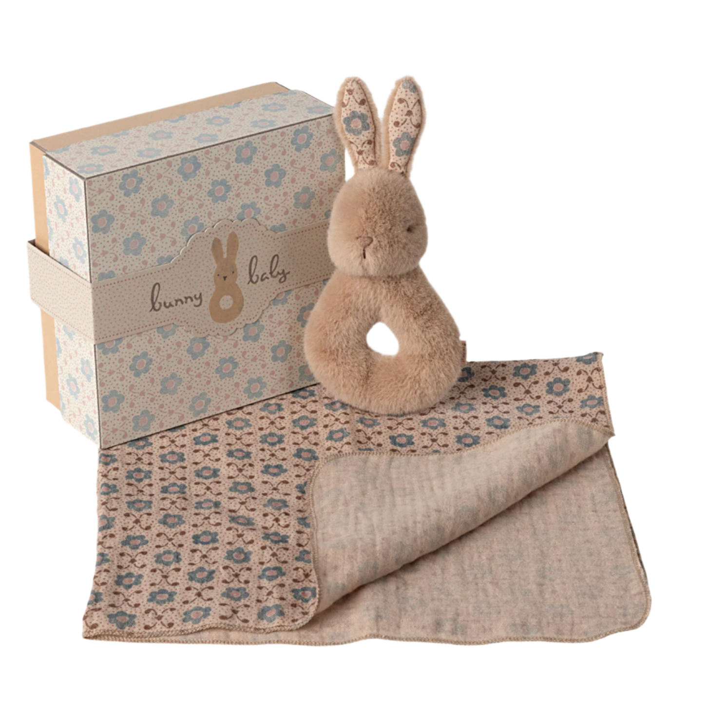 MAILEG RABBIT RATTLE SET - CORAL - Little-ish