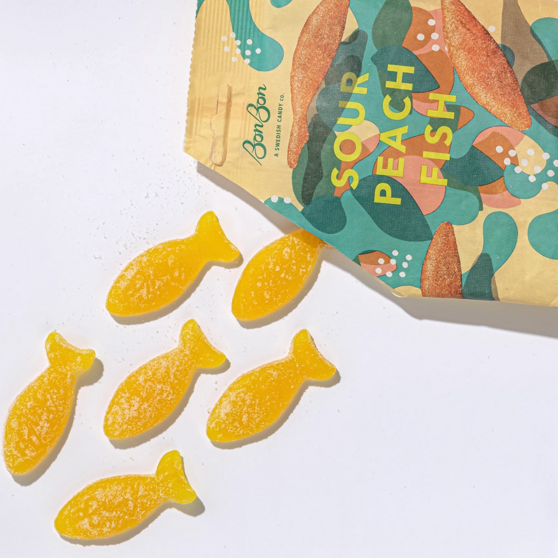 SOUR PEACH SWEDISH FISH - Little-ish