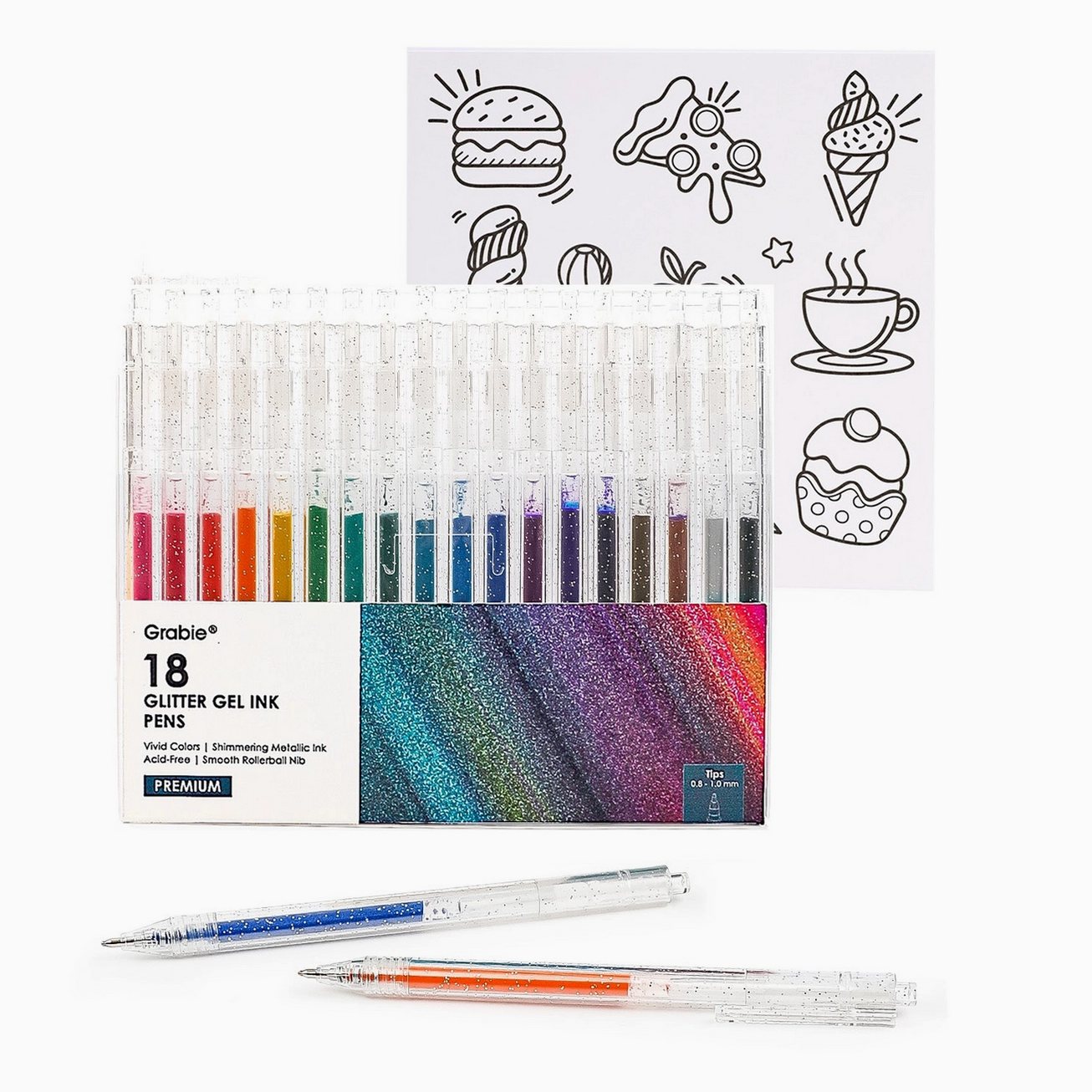 RETRACTABLE GLITTER GEL PENS - 18 SET - Little-ish