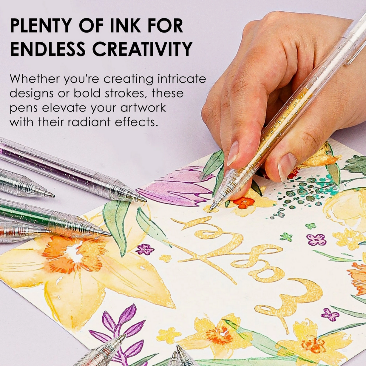 RETRACTABLE GLITTER GEL PENS - 18 SET