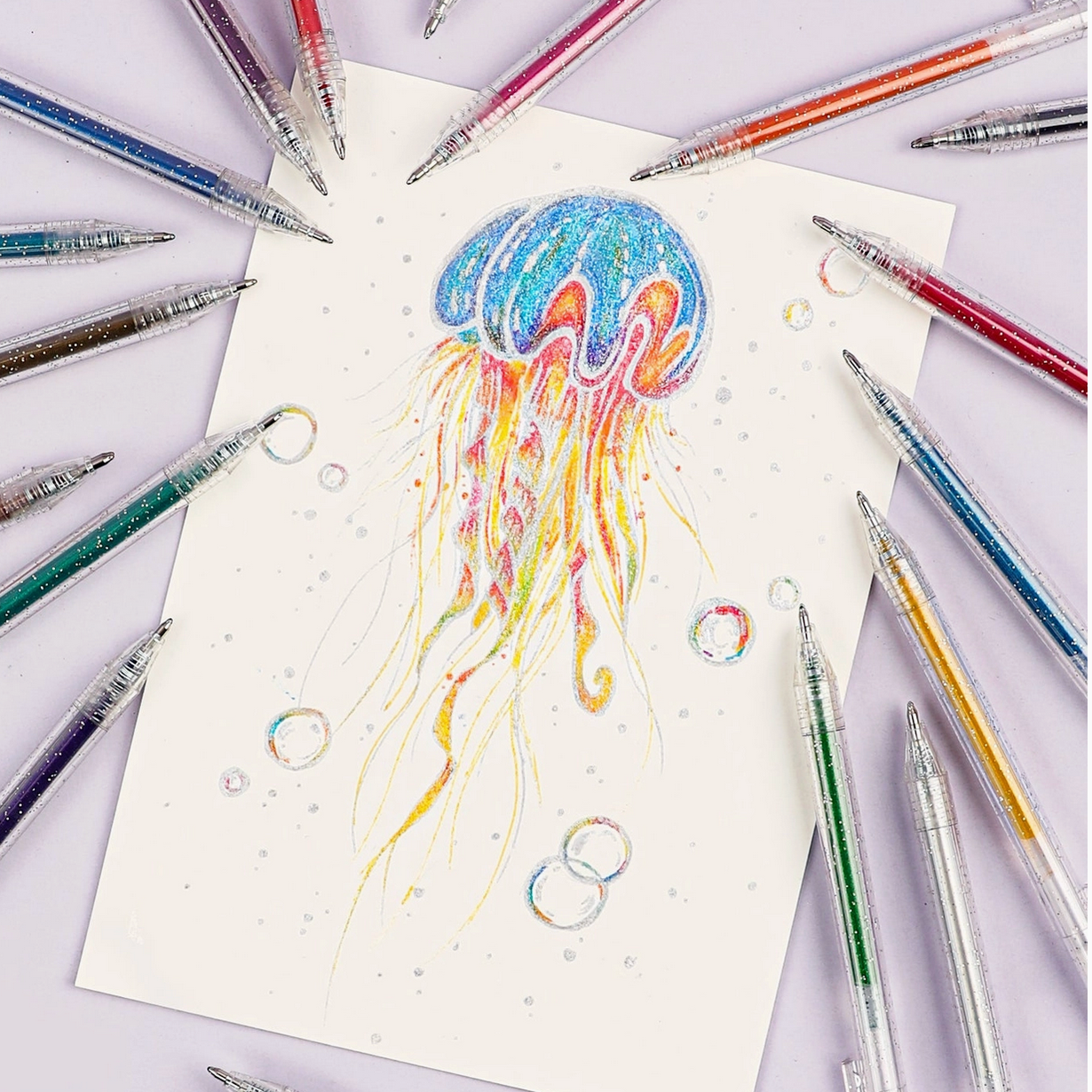 RETRACTABLE GLITTER GEL PENS - 18 SET