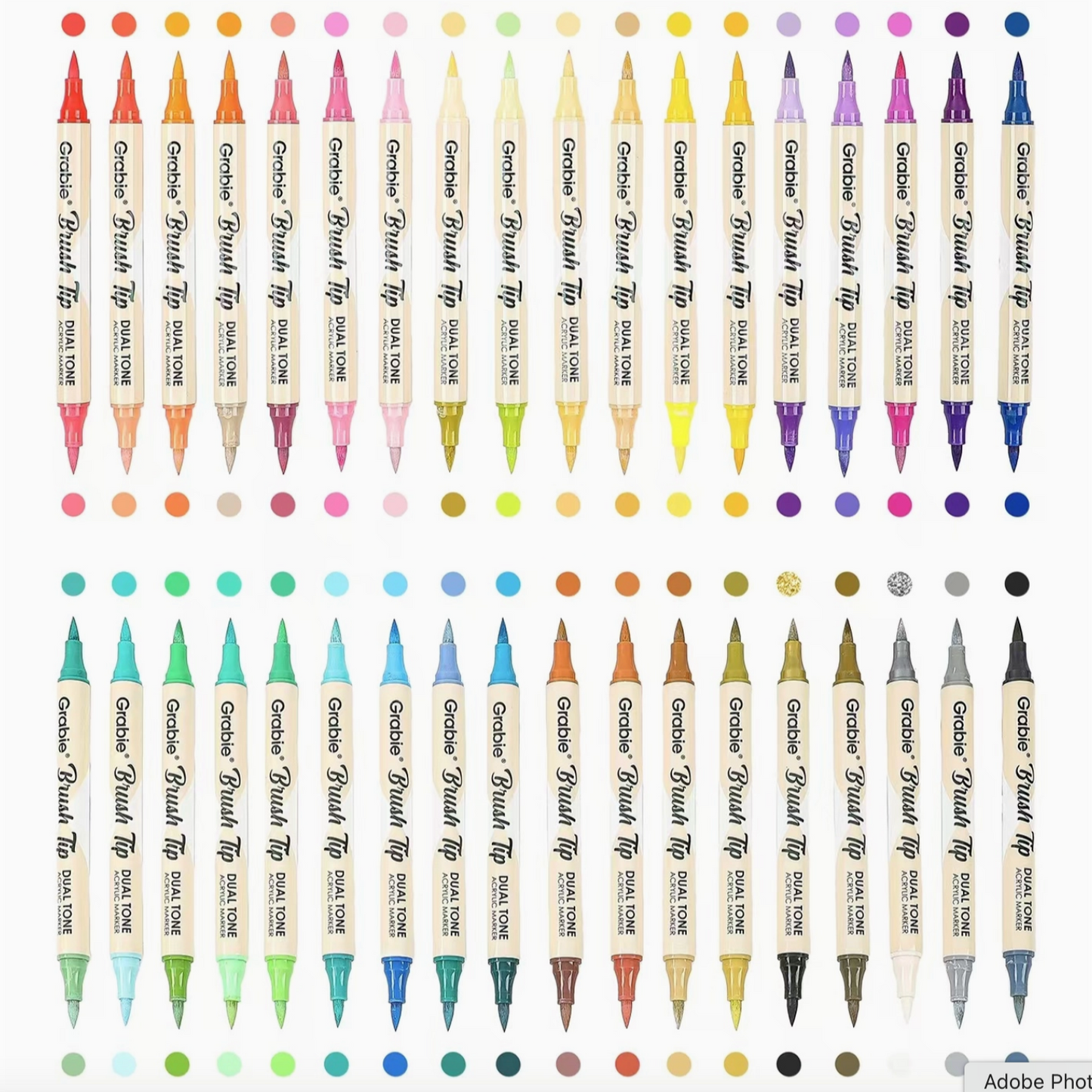 DUEL TONE BRUSH TIP ACRYLIC PAINT MARKER - 36 SET