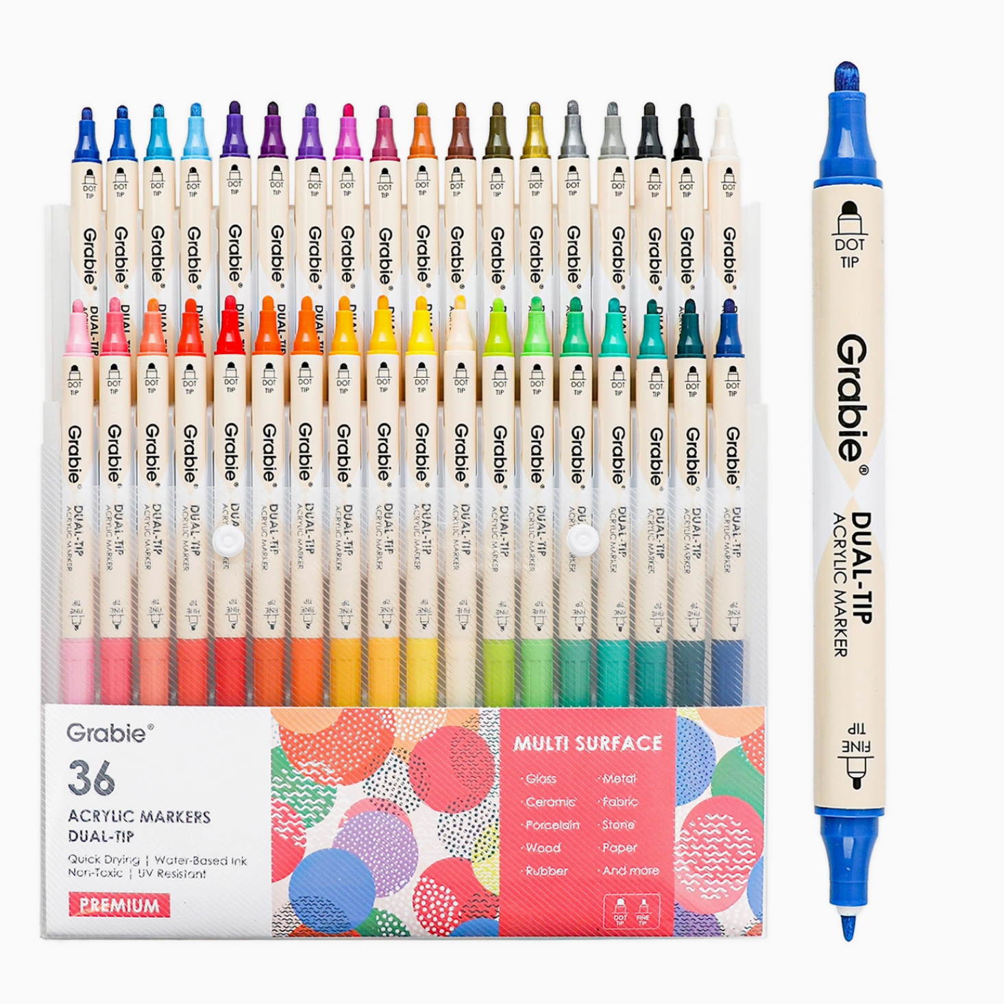 DUEL TIP DOT & FINE TIP ACRYLIC PAINT MARKERS - 36 SET - Little-ish