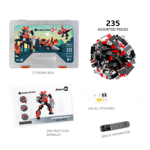 RED GRINDBURST ROBOT STEM TOY 3-IN-1 SET