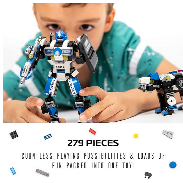 POLICE-VOLTROID ROBOT STEM TOY 3-IN-1 SET