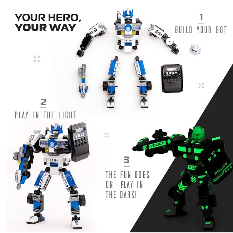 POLICE-VOLTROID ROBOT STEM TOY 3-IN-1 SET - Little-ish