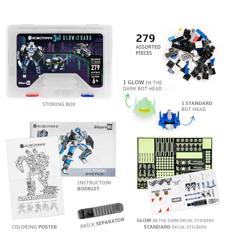 POLICE-VOLTROID ROBOT STEM TOY 3-IN-1 SET