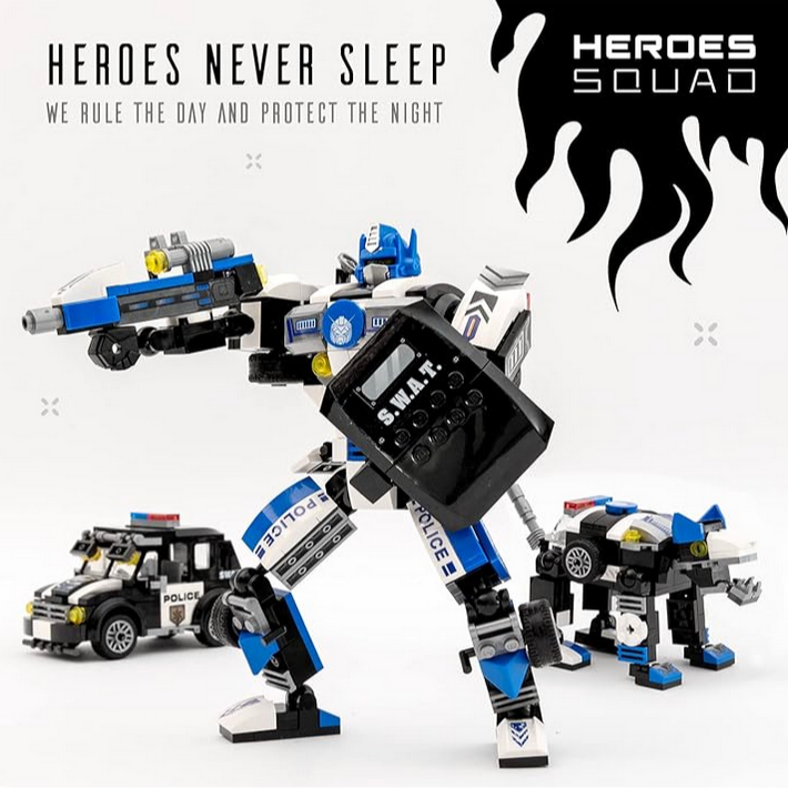 POLICE-VOLTROID ROBOT STEM TOY 3-IN-1 SET - Little-ish
