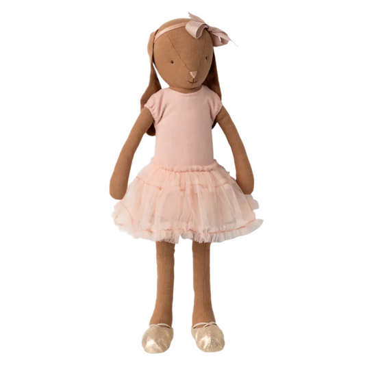 MAILEG CHOCOLATE BROWM BUNNY SIZE 3 BALLET SUIT & SKIRT - ROSE