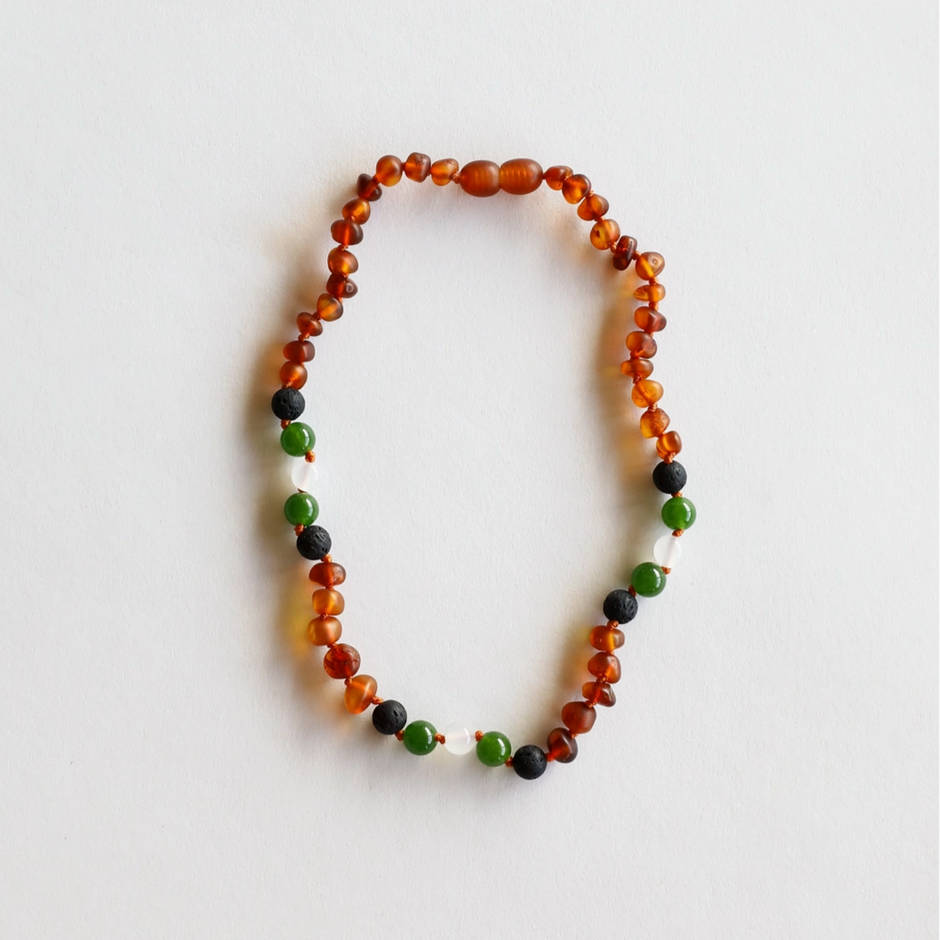RAW COGNAC BALTIC AMBER - LAVA + JADE + AGATE - Little-ish