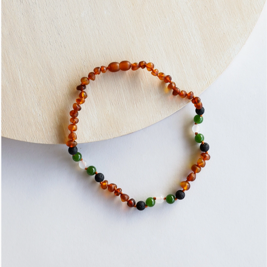 RAW COGNAC BALTIC AMBER - LAVA + JADE + AGATE