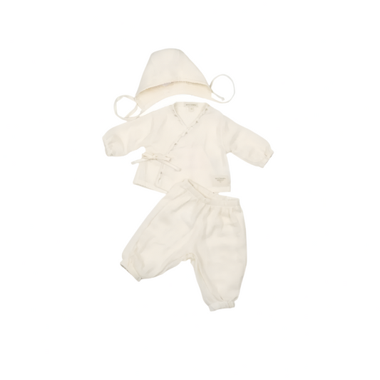 PEARL FLOWER GAUZE ONESIE SET
