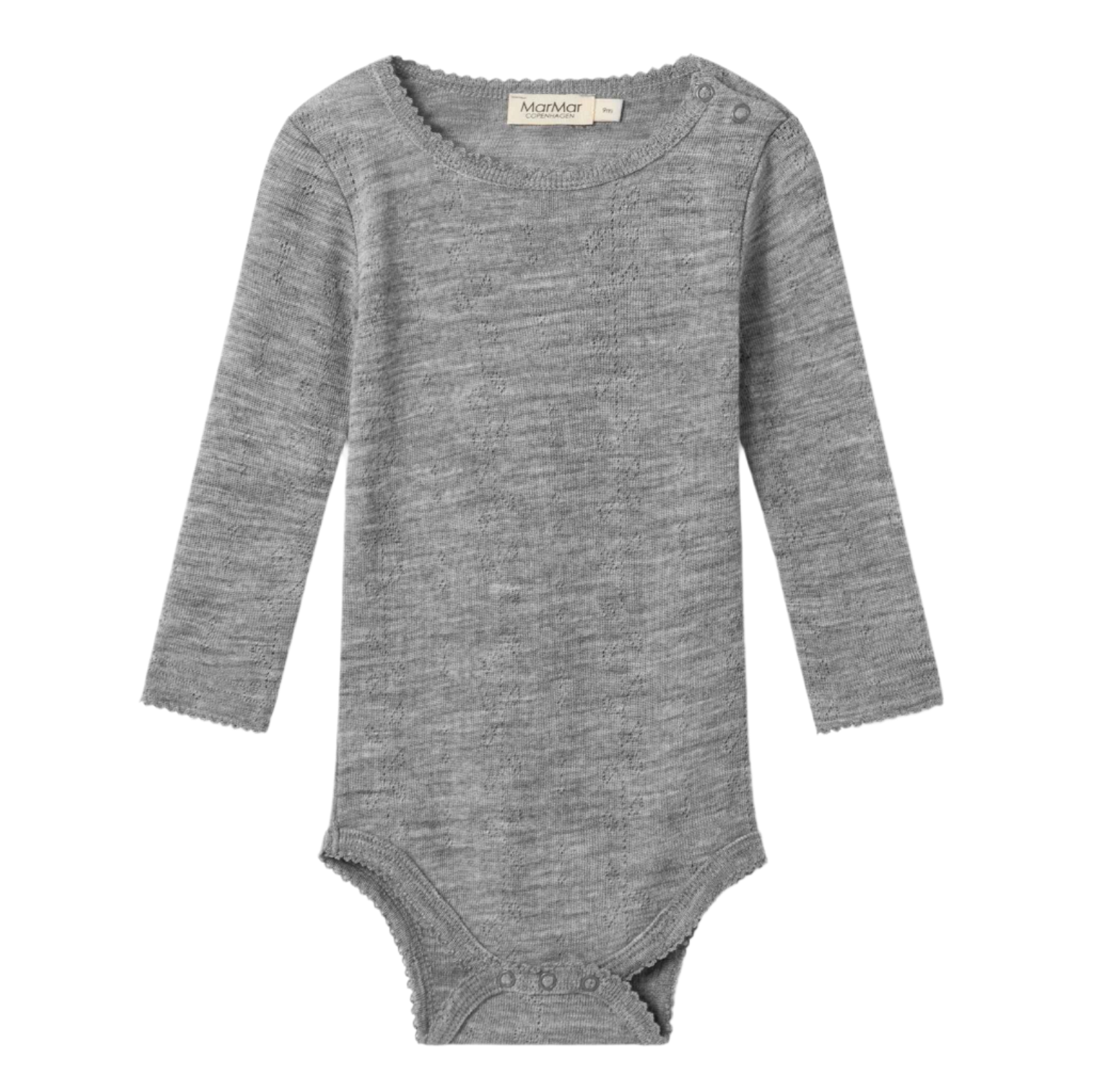 Gray baby bodysuit with long sleeves on a white background - Little-ish