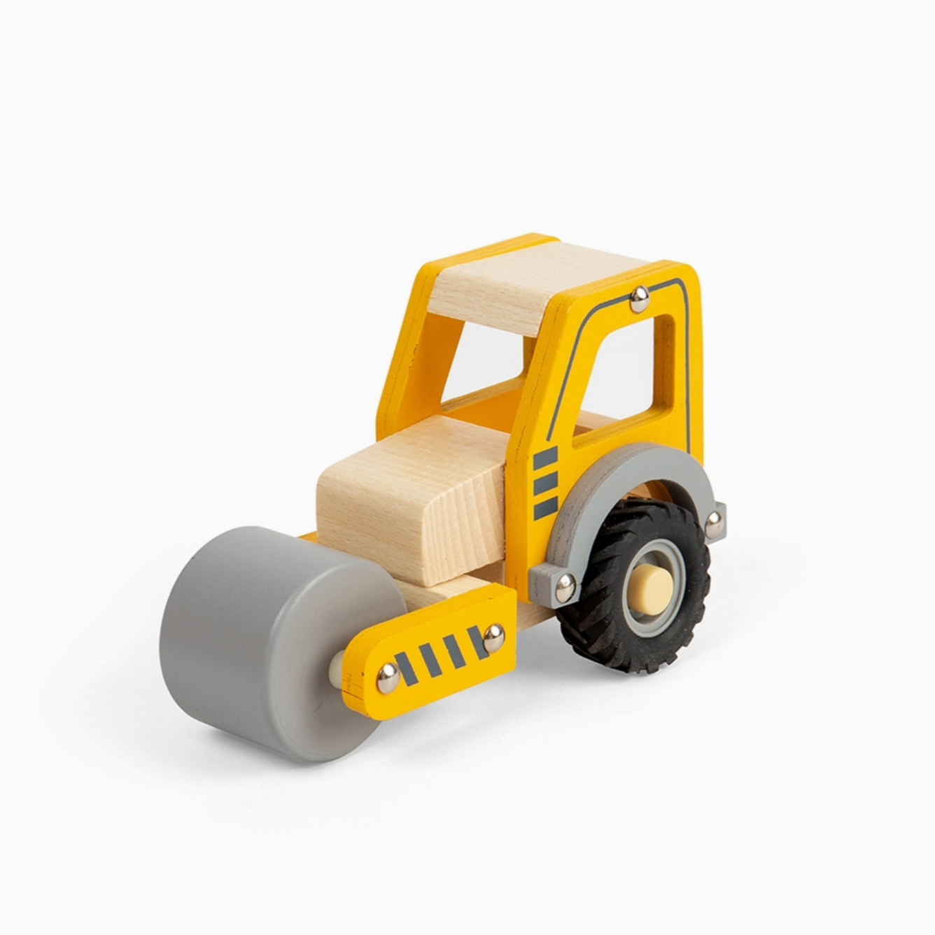 Wooden toy roller compactor on a white background - Little-ish