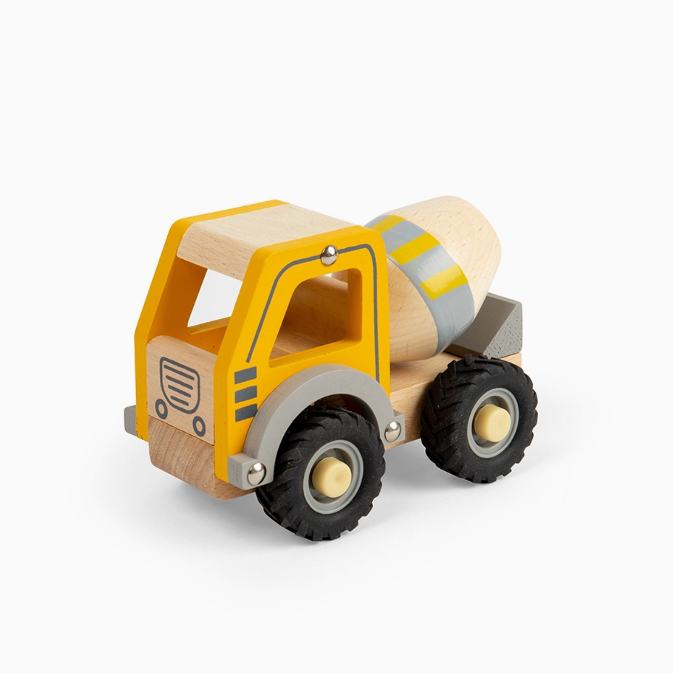 Wooden toy cement mixer truck on a white background - Little-ish