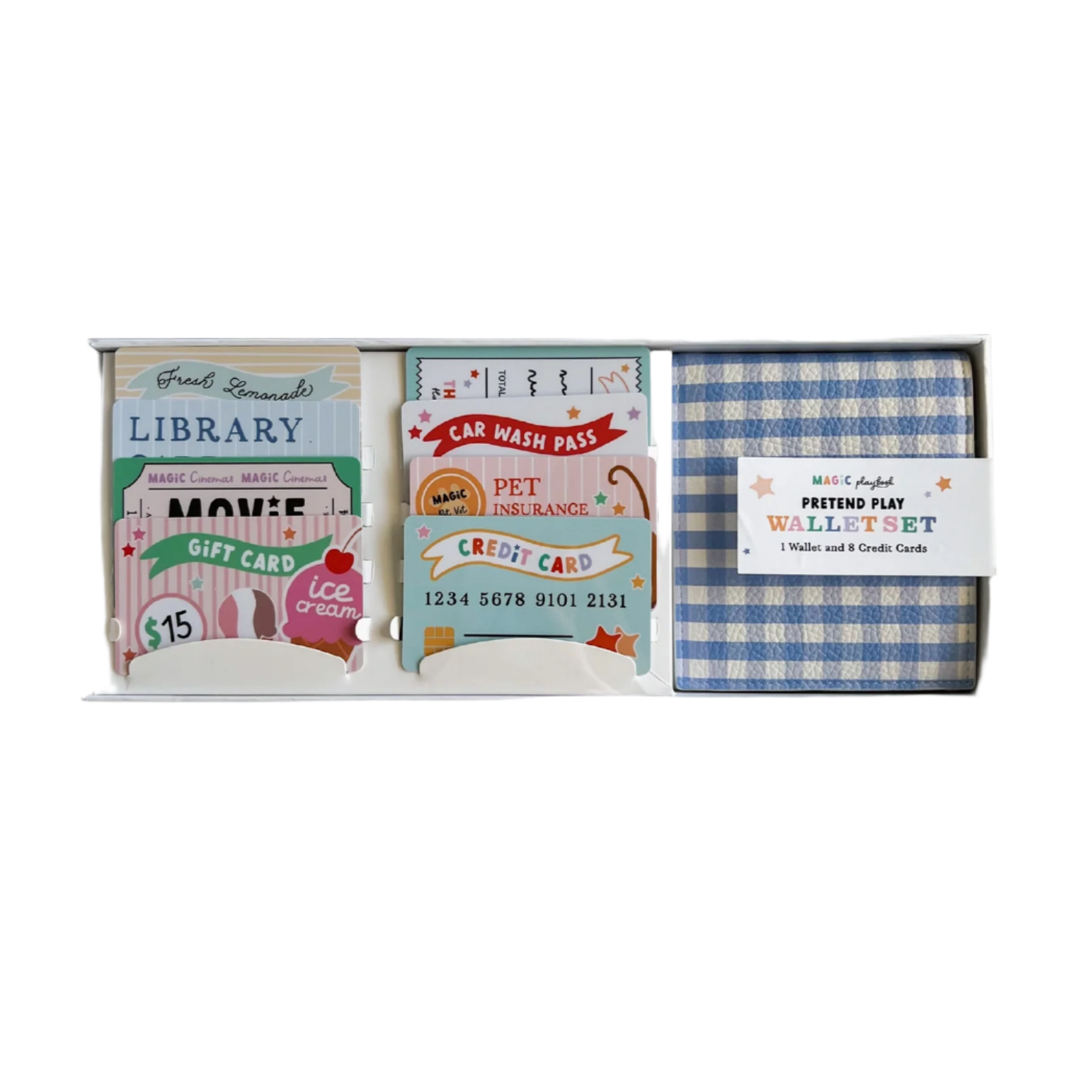 Set of novelty cards and a checkbook cover in a box on a white background - Little-ish