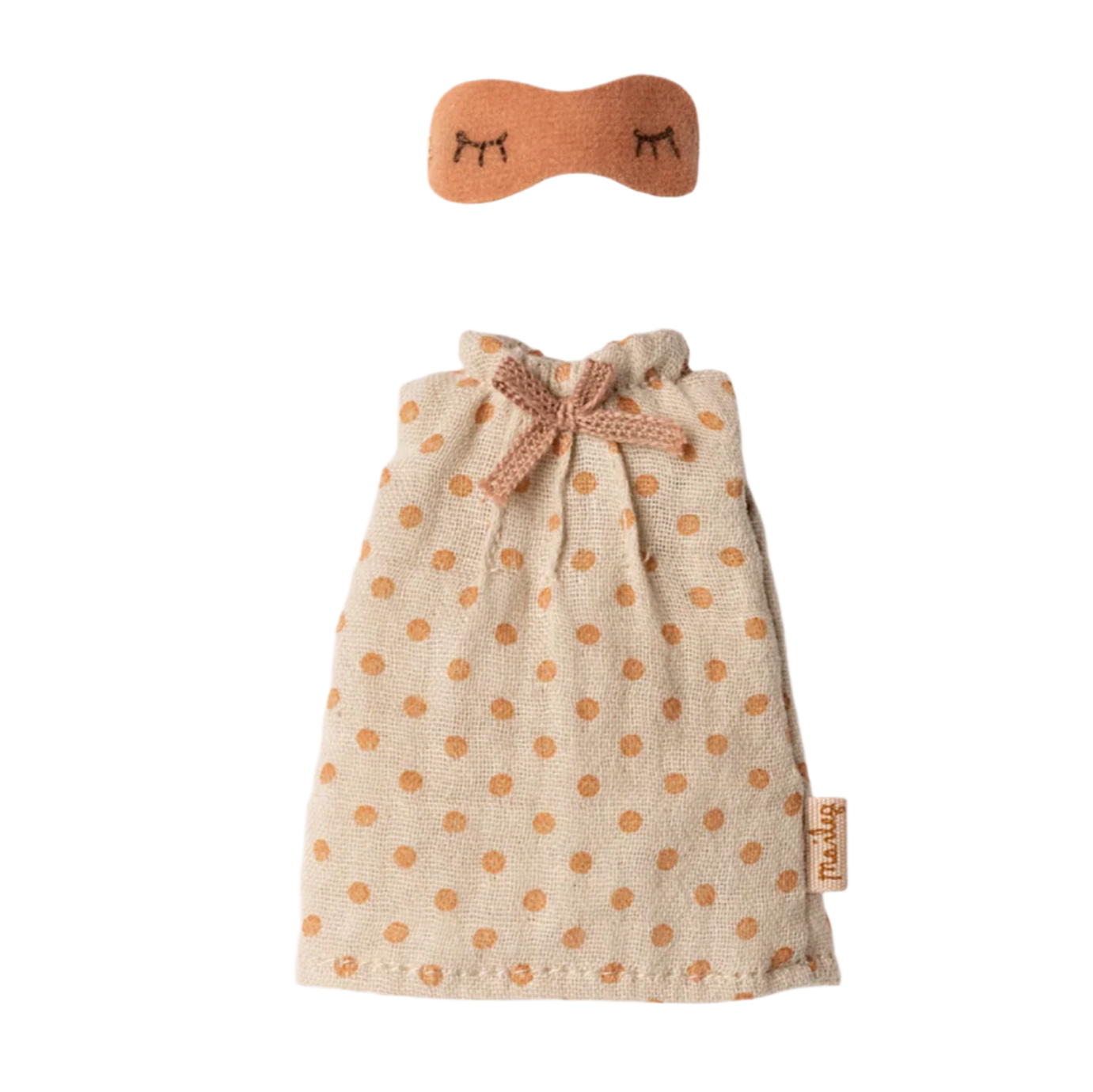 Small dress with polka dot pattern and matching headband on a beige background - Little-ish