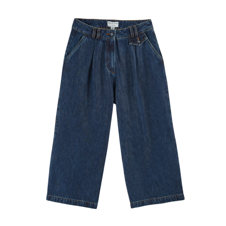 Pair of blue jeans on a white background