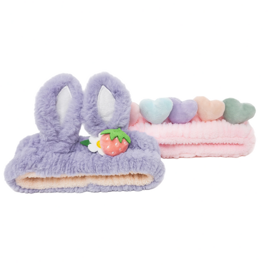 2 PIECE PLISH SPA HEADBAND SET - BUNNY