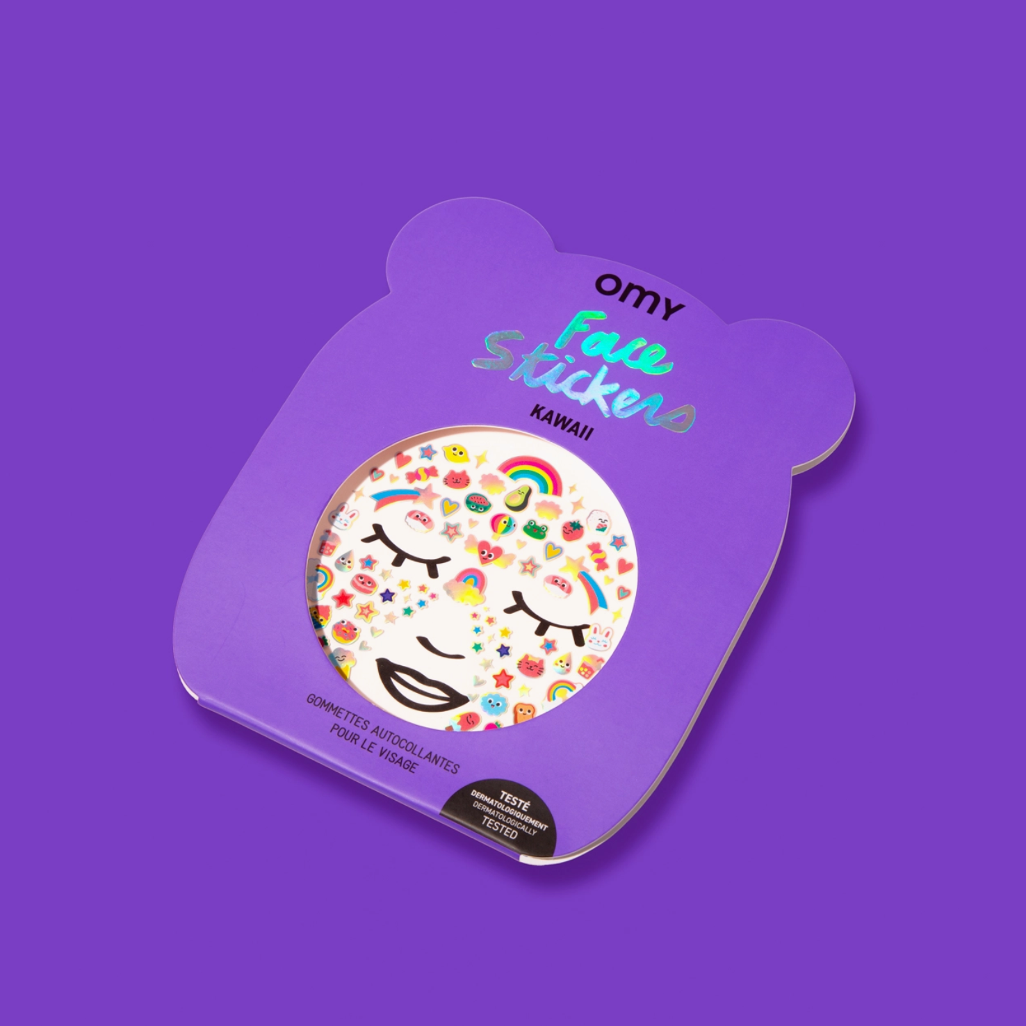 Pack of stickers with a smiley face design on a purple background - Little-ish
