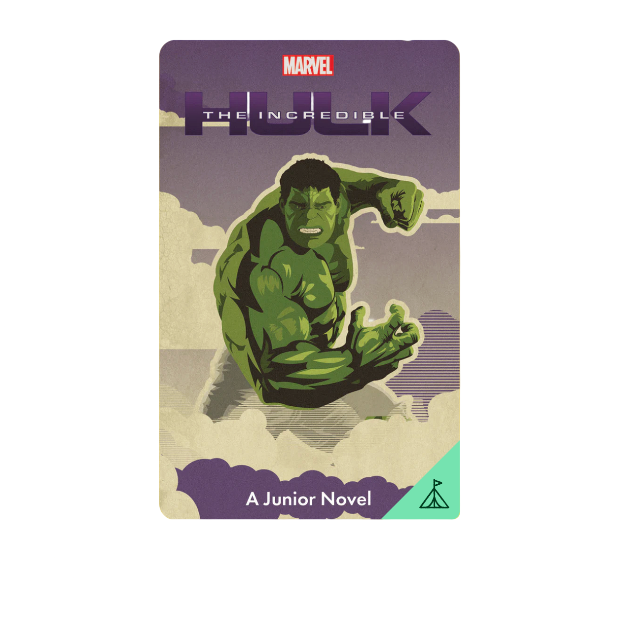 Book cover of 'The Incredible Hulk' junior novel with green superhero on yellow background - Little-ish