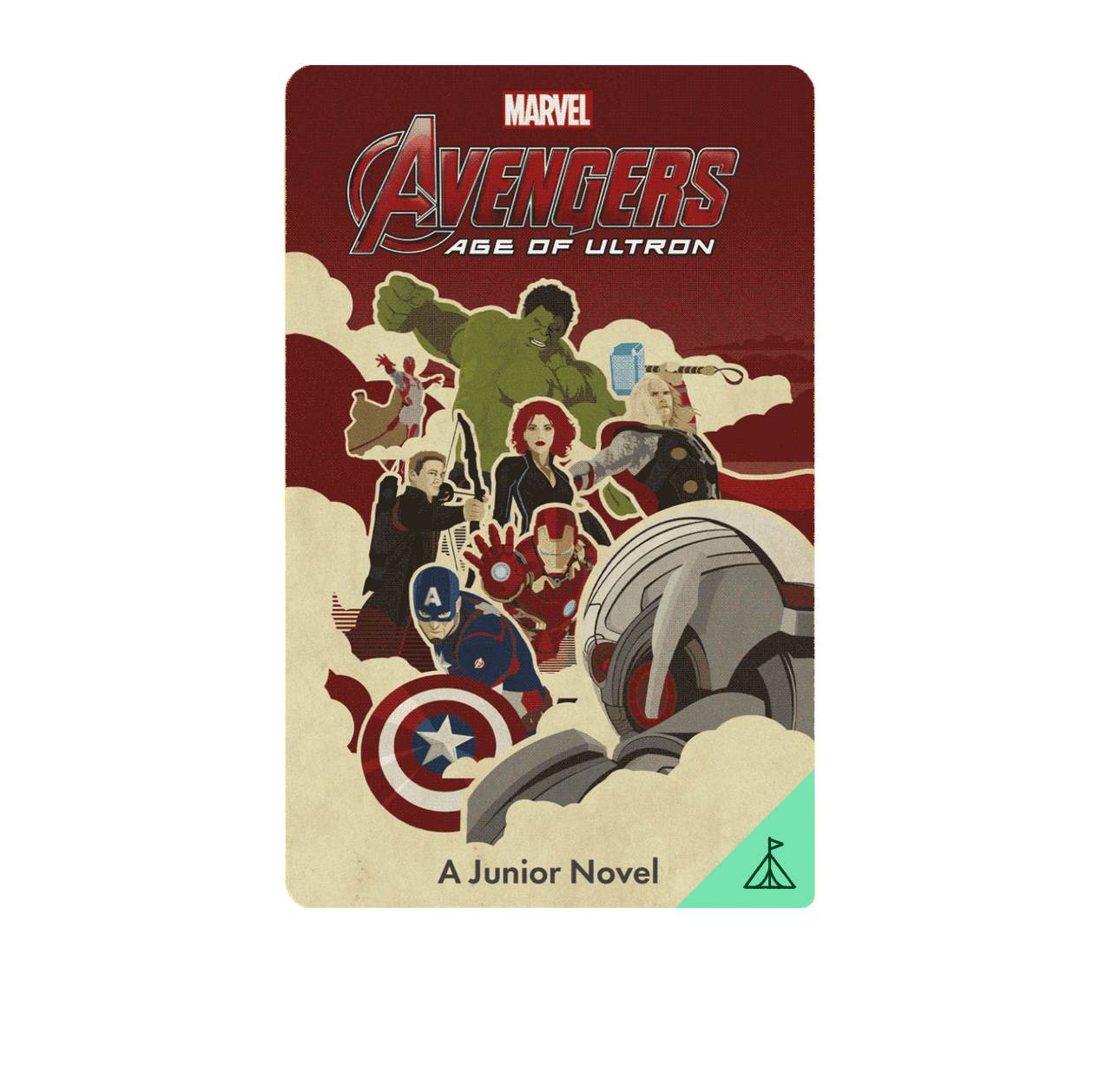 Book cover of 'Avengers: Age of Ultron' junior novel with superhero characters on a yellow background - Little-ish
