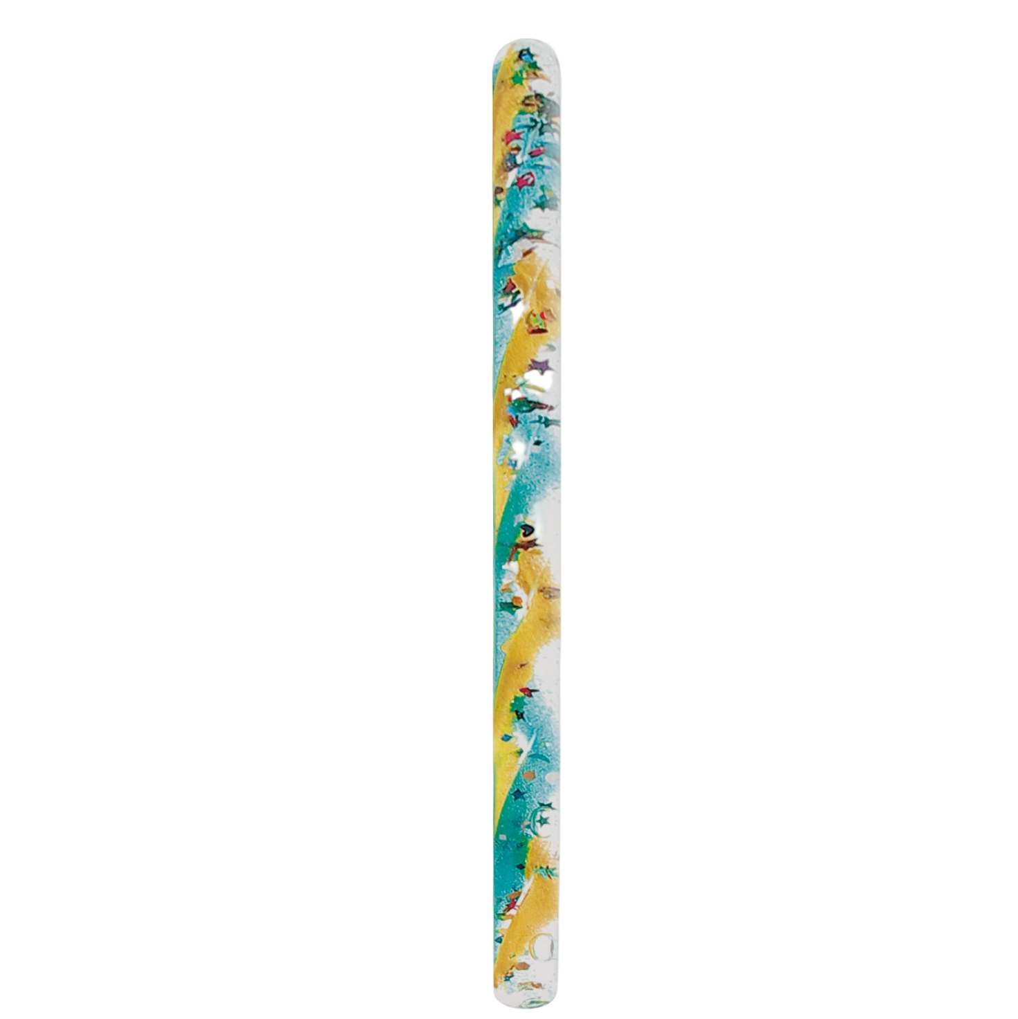 Decorative slat wall panel with colorful pattern on a white background - Little-ish