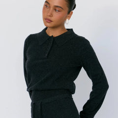 TOVE CASHMERE POLO - CHARCOAL