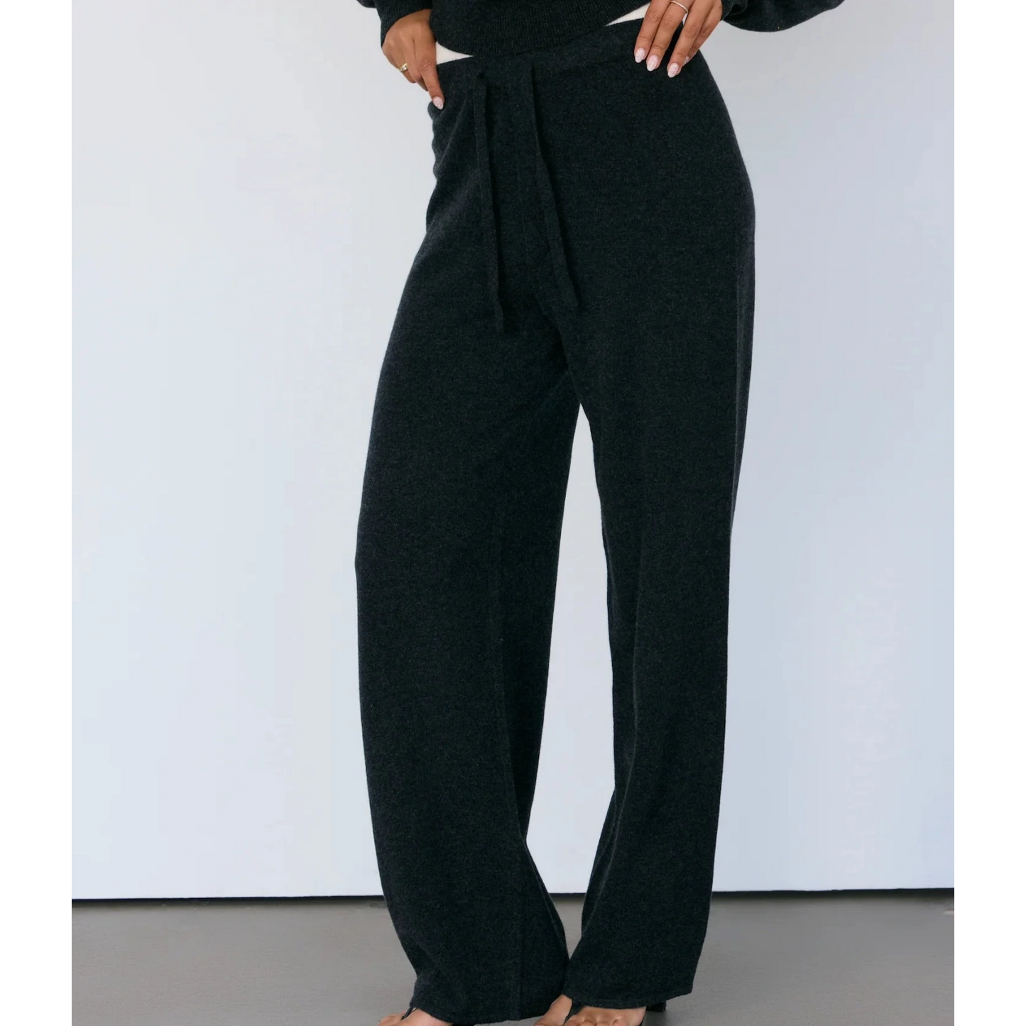 TOVE LAYERED CASHMERE PANT - CHARCOAL