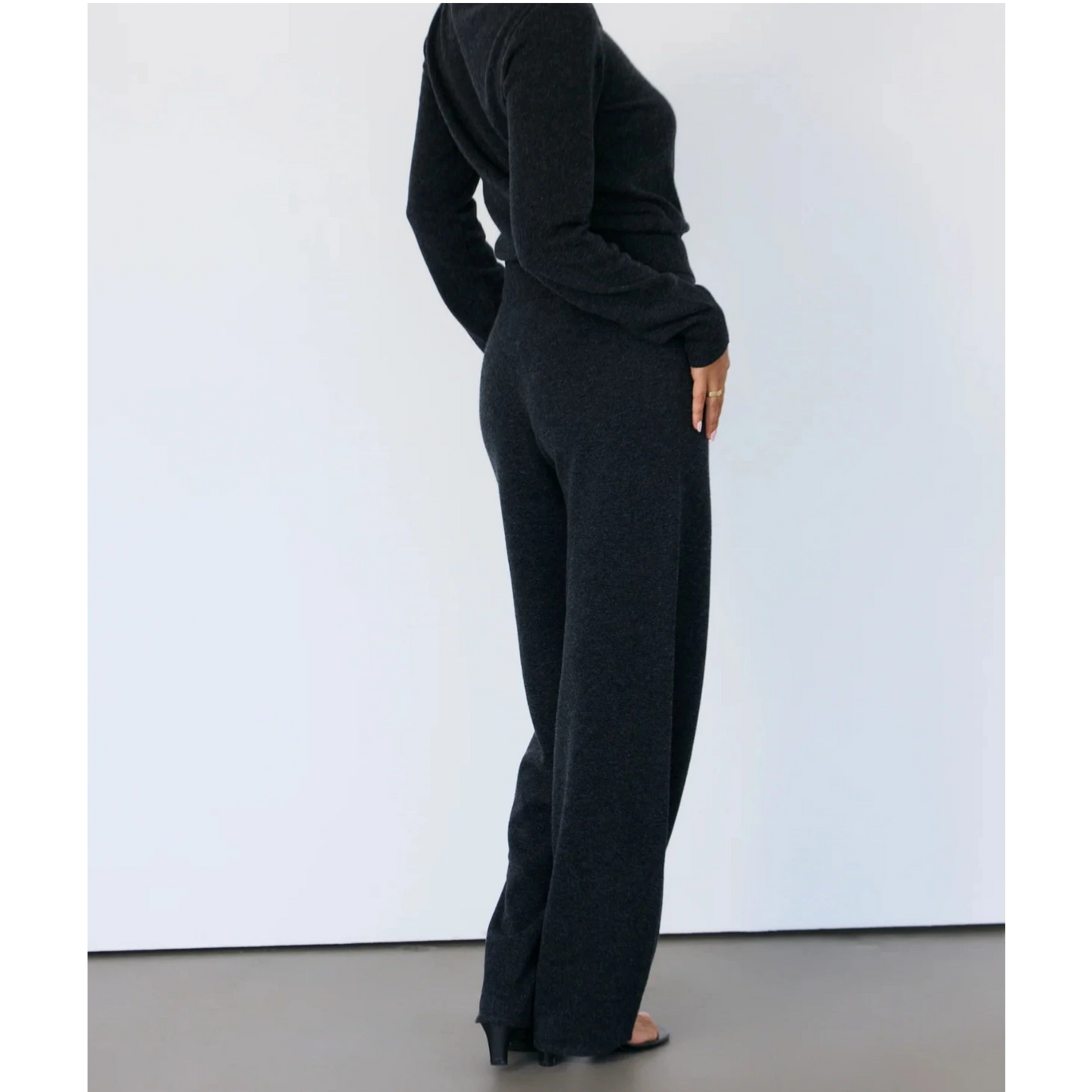 TOVE LAYERED CASHMERE PANT - CHARCOAL