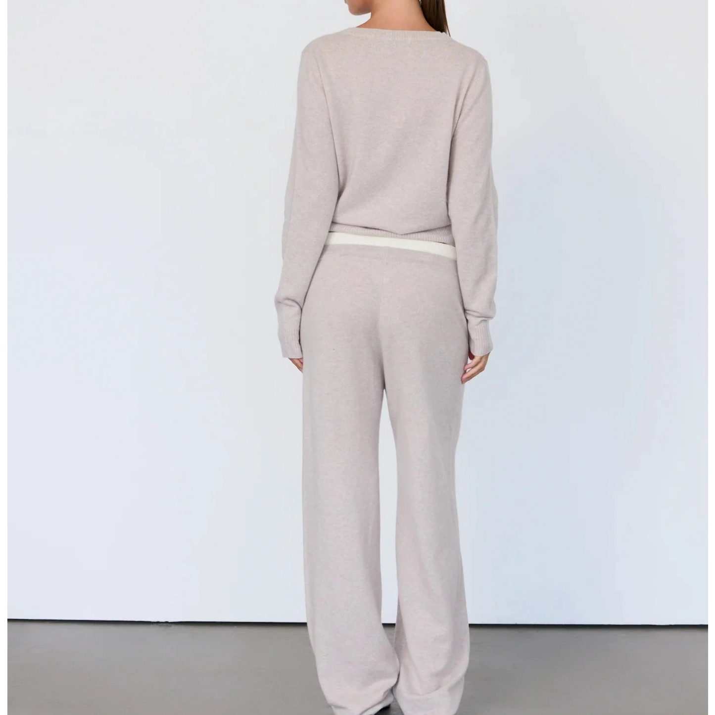 TOVE LAYERED CASHMERE PANT - STONE