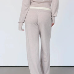TOVE LAYERED CASHMERE PANT - STONE