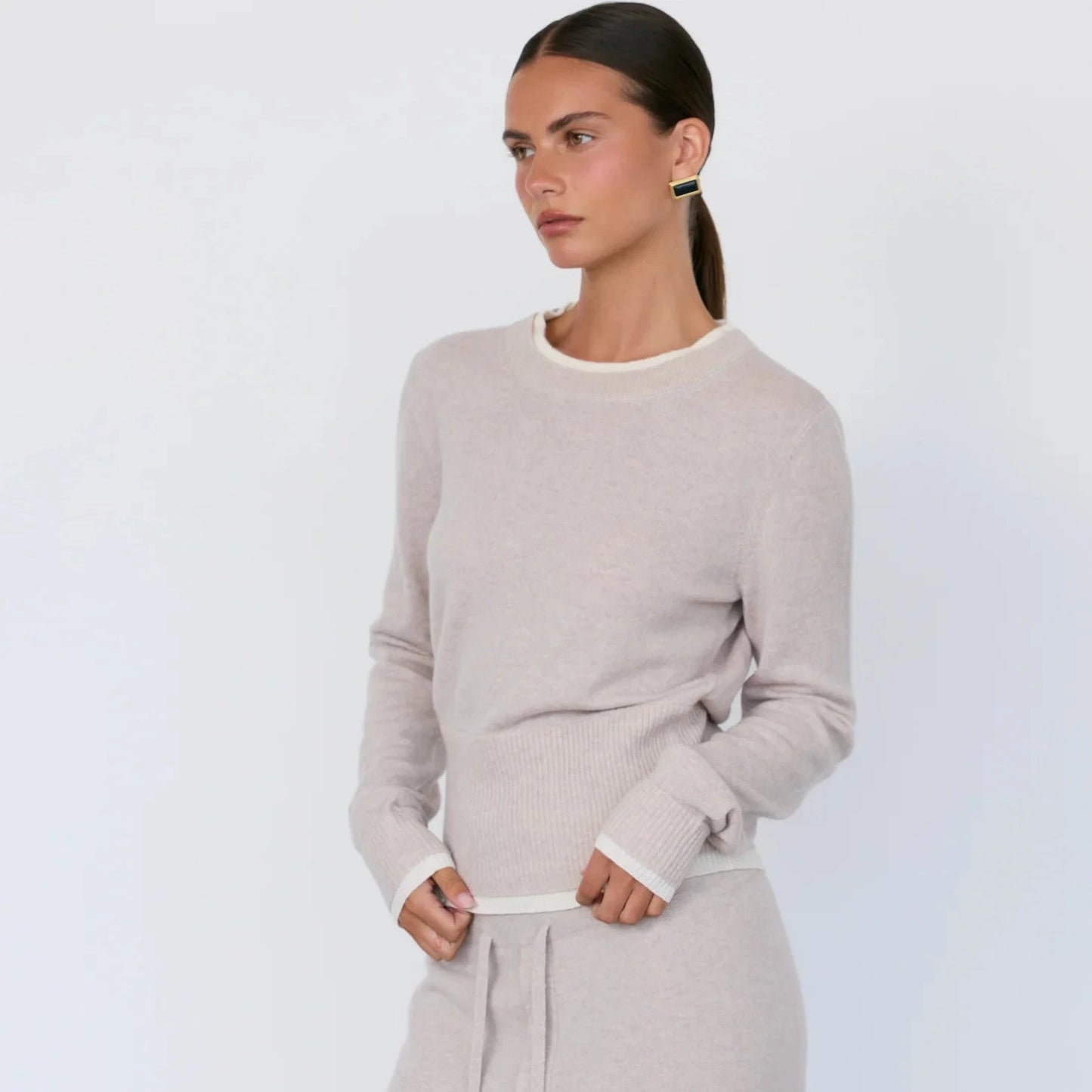 TOVE CASHMERE PULLOVER - STONE
