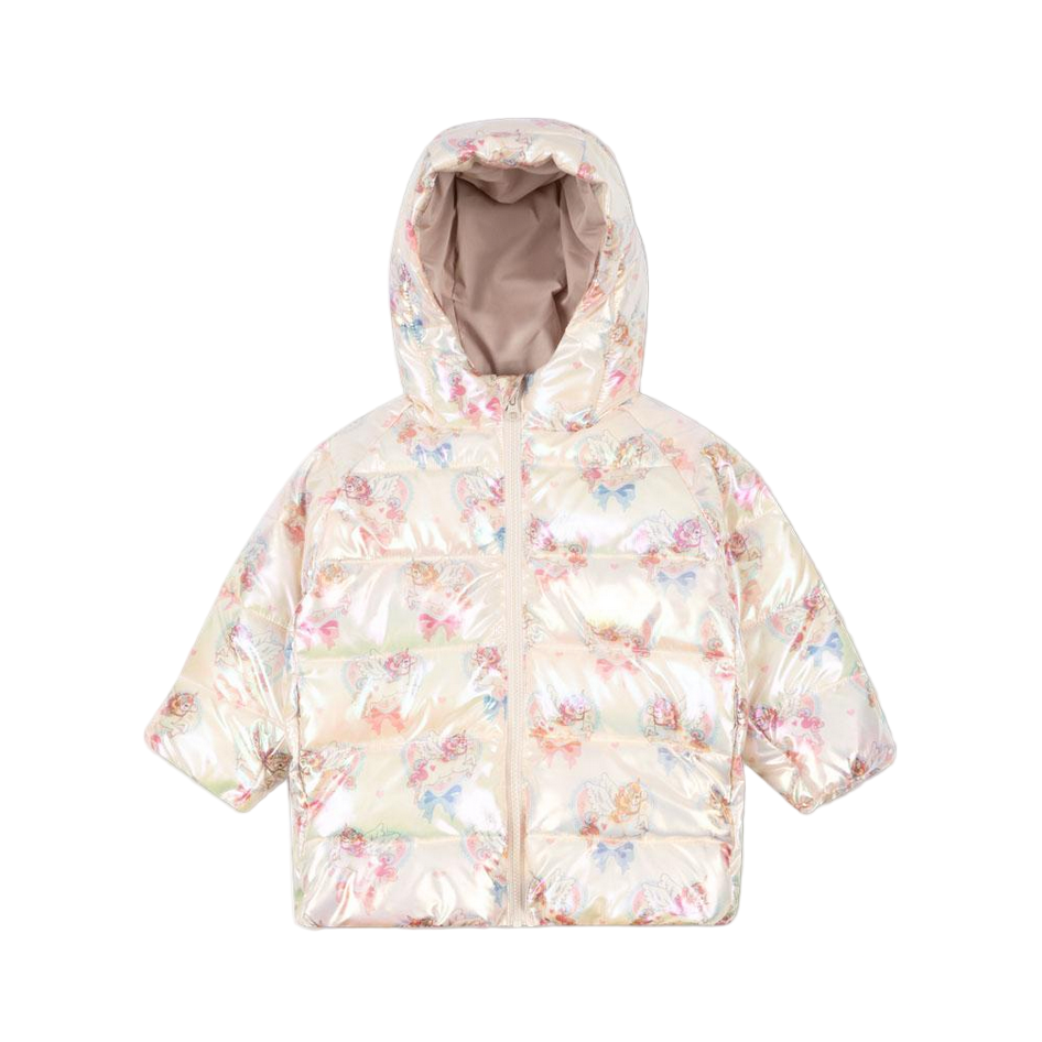 Floral-patterned puffer jacket on a white background - Little-ish