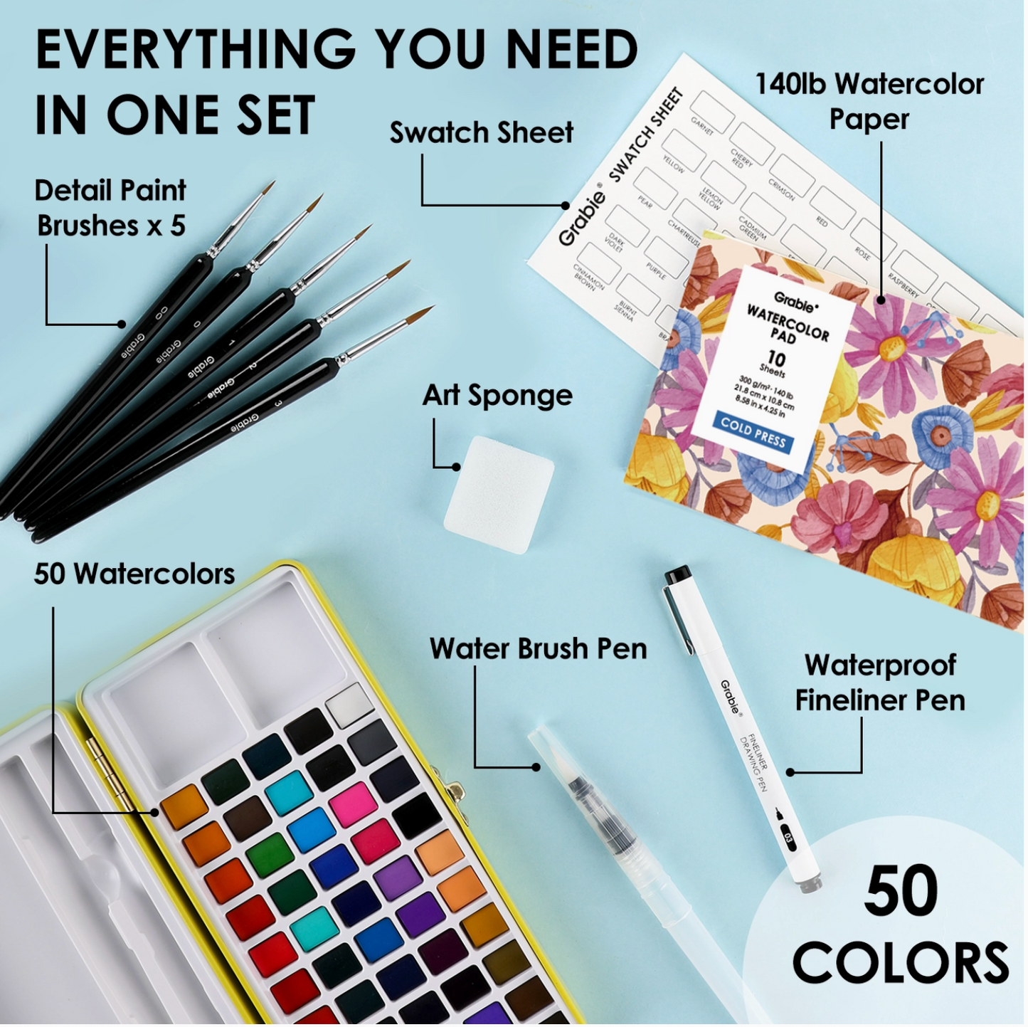 ALL-IN-ONE PREMIUM WATERCOLOR SET OF 50