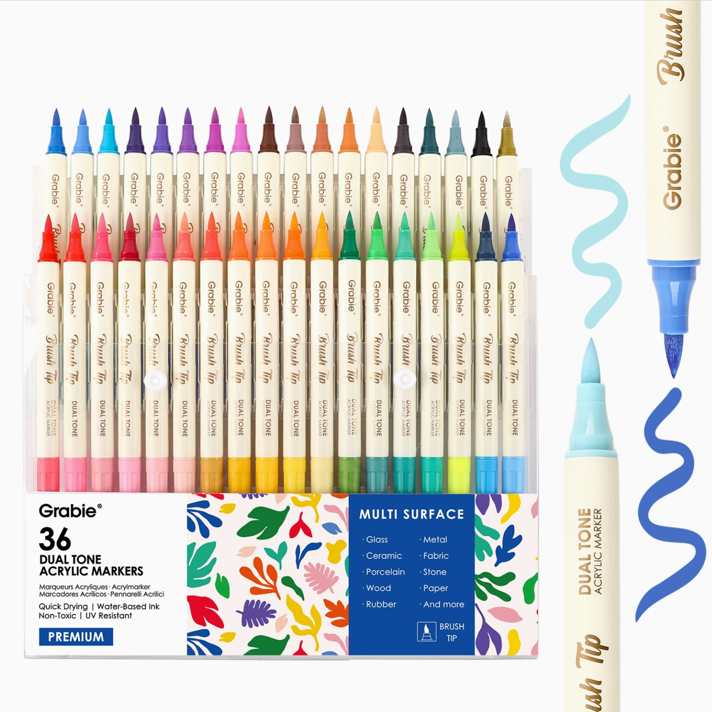 Set of Grable dual-tone acrylic markers with a colorful box packaging on a white background. - Little-ish