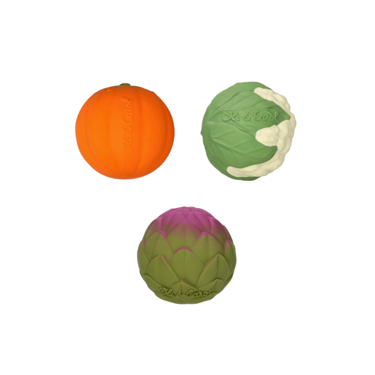 Three colorful rubber balls on a white background - Little-ish