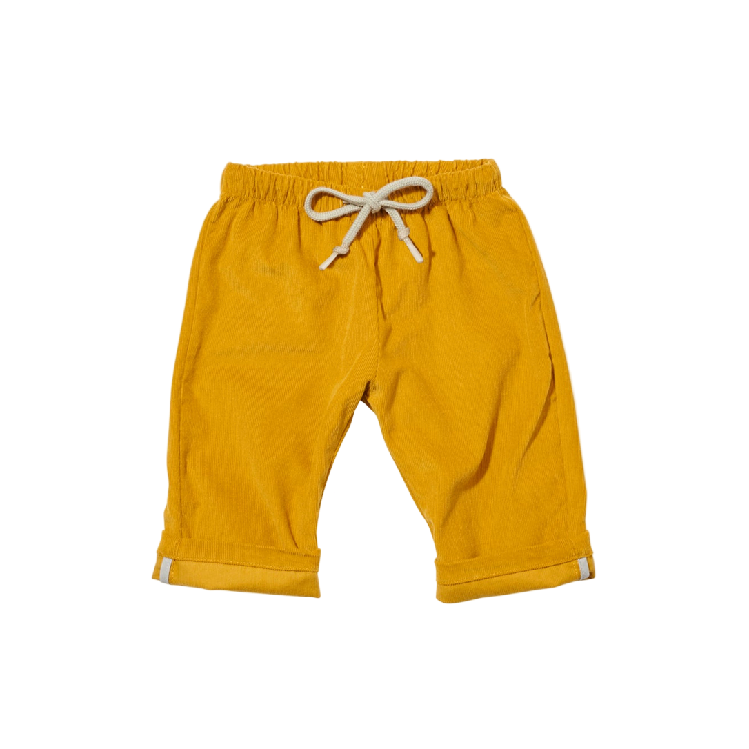 Yellow pants with a drawstring on a white background - Little-ish