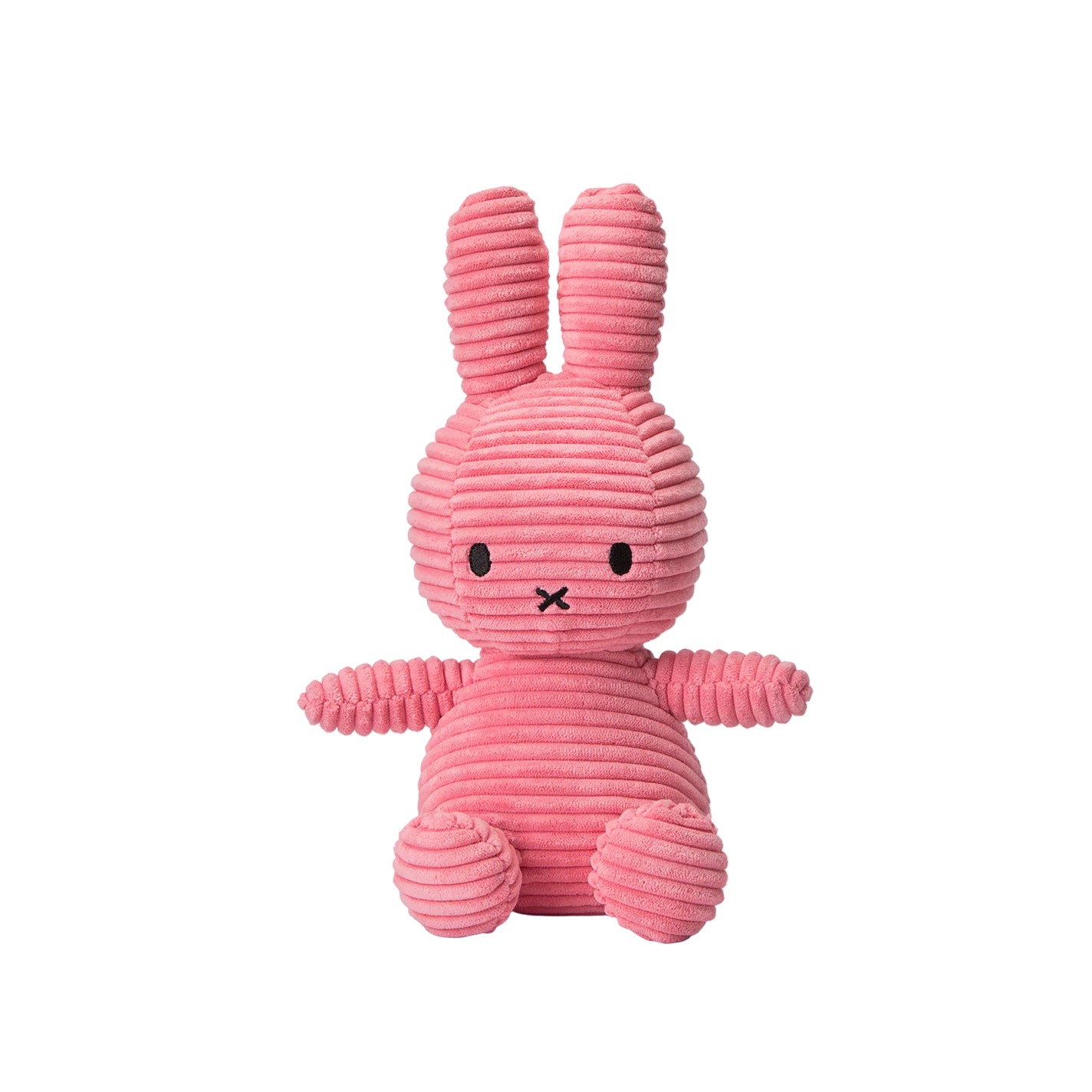 Pink ribbed bunny toy on a white background - Little-ish