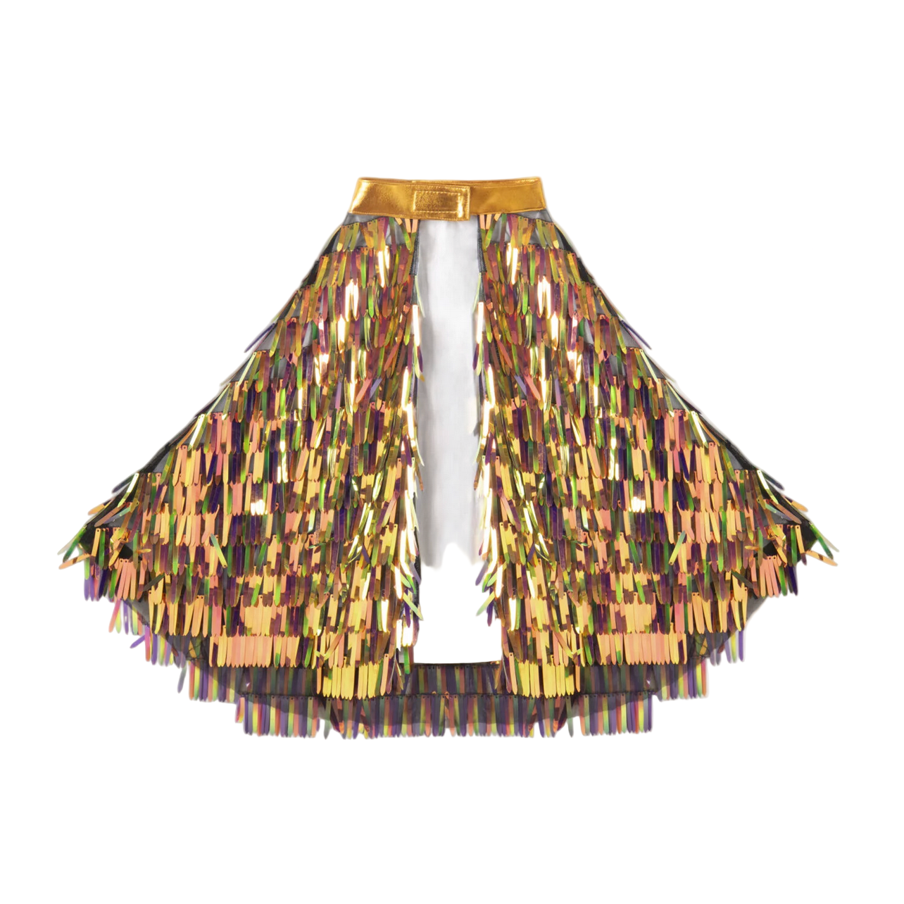 HOLOGRAPHIC FRINGED CAPE - GOLD - Little-ish