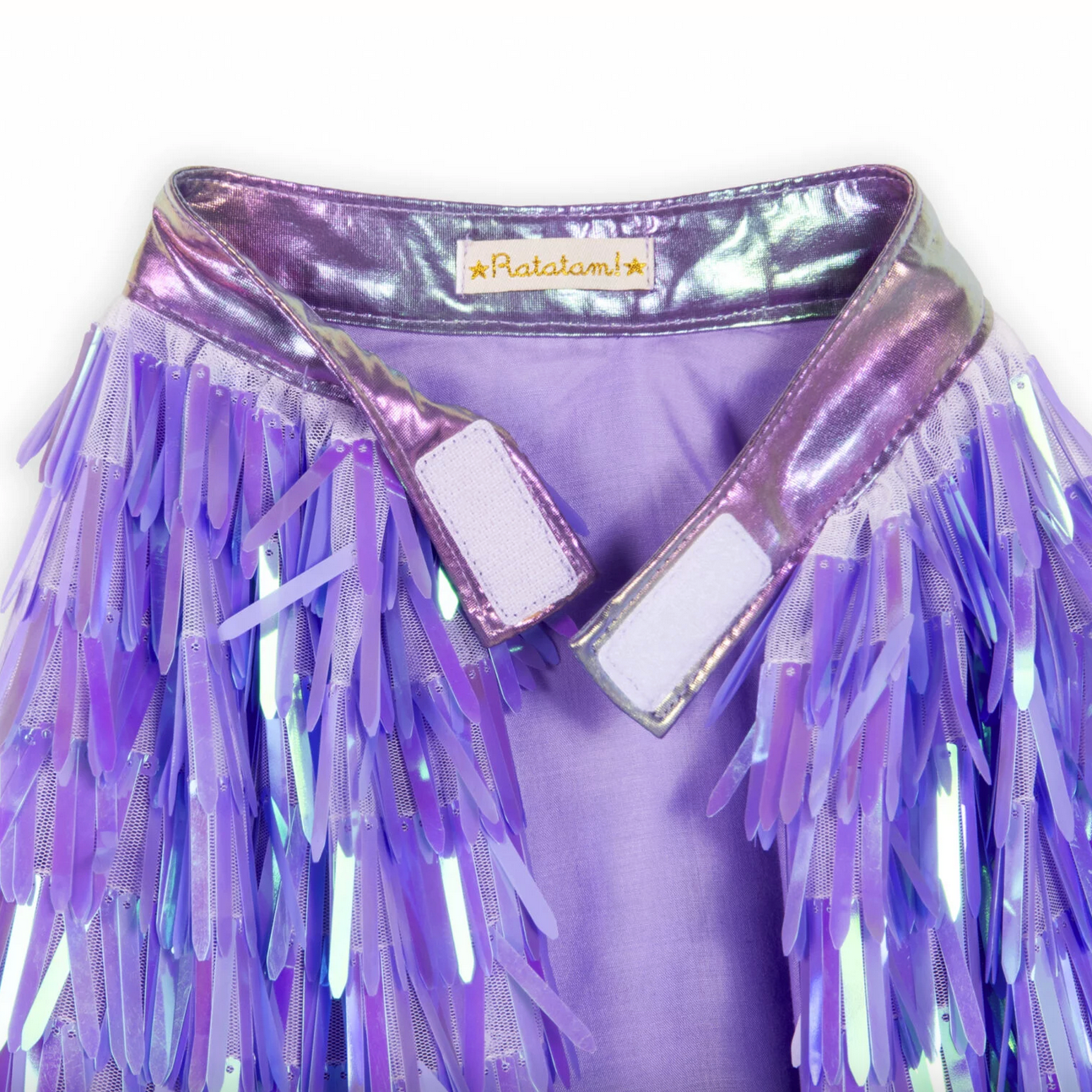 Purple fringe skirt with metallic trim on a white background - Little-ish